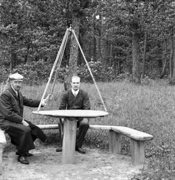 Артур Иванович Бренинг (второй справа) со знакомым семьи Бренингов Н. Ф. Иогансоном на даче в Верхнем Услоне. Июль 1912 года